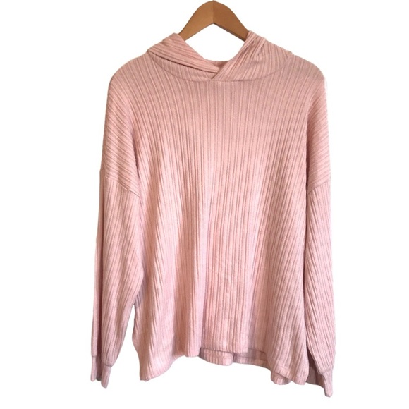 AE American Eagle Plush Hoodie sweater blush pink size Large - Picture 3 of 11